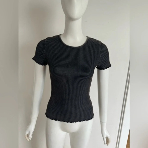 NWOT Anthropologie Caution To The Wind Top Womens Medium Brown Ribbed Blouse - Picture 1 of 6